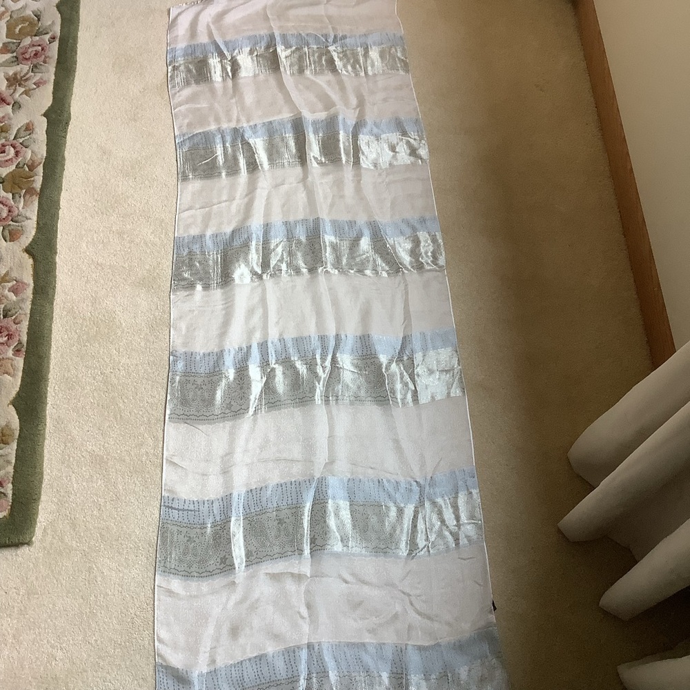 Sheer Silk Striped Rectangular Scarf - Picture 9 of 14
